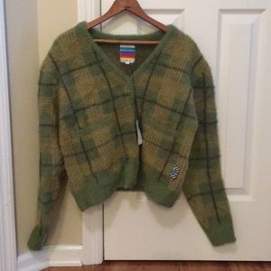 Unif Green Plaid Cardigan
